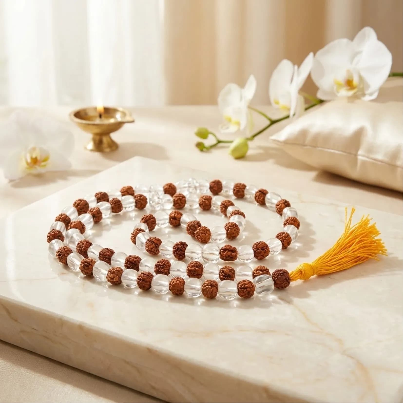 Sphatik Rudraksha Siddh Mala - Certified Original Rudraksha Bead